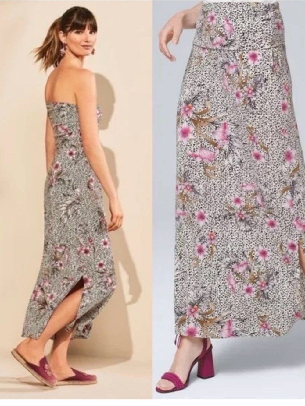 White House Black Market Convertible Maxi Dress Skirt Medium Floral